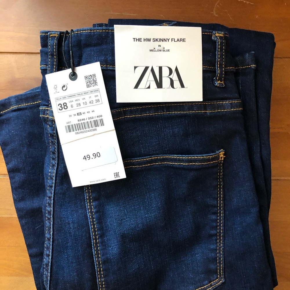 NWT Zara premium high waist flare denim jeans